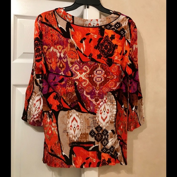 Koret Tunic Blouse Top 3/4 Sleeves Scoop Neck Sz L - Picture 6 of 6